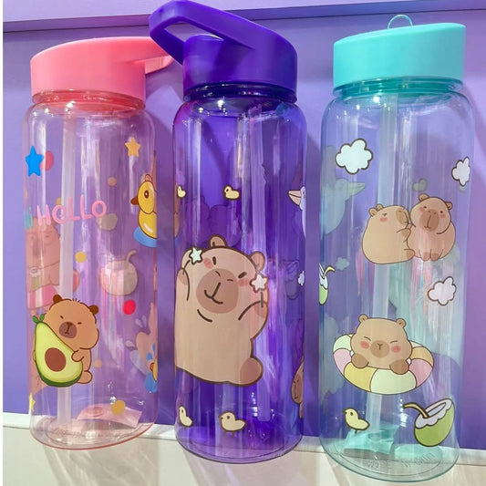 Tomatodo Capibara transparente de colores rosado, azul y celeste