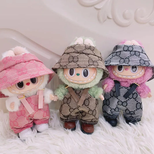 Ropa y Accesorios para Muñecos Labubu de color rosa, marron y plomo